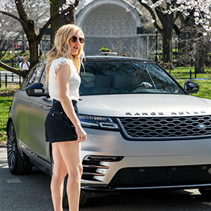 Ellie Goulding drives new Range Rover Velar in New York
