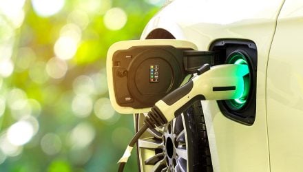 Charging cable plugged into a car