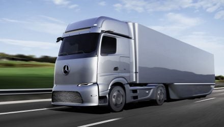 Mercedes Benz eActros truck on the road