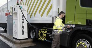 Waitrose truck being fueled with biomethane