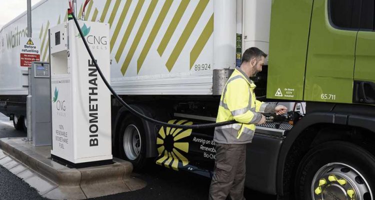 Waitrose truck being fueled with biomethane