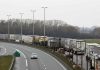 Lorry queue on motorway outside Calais