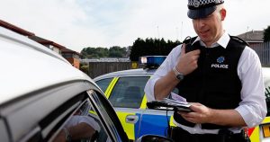 Policeman checking documents