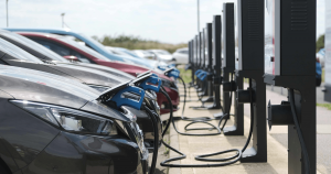Fleet cars being charged up