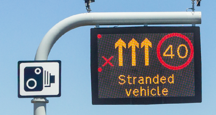 Red X sign onthe motorway