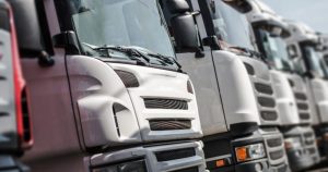 Fleet of white trucks