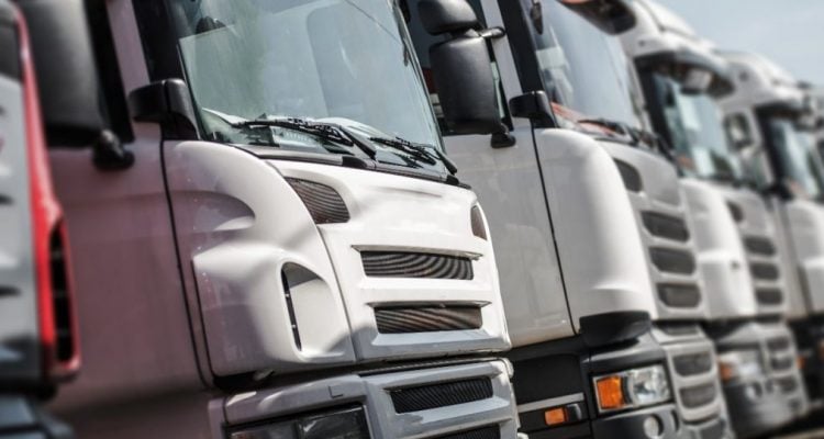 Fleet of white trucks