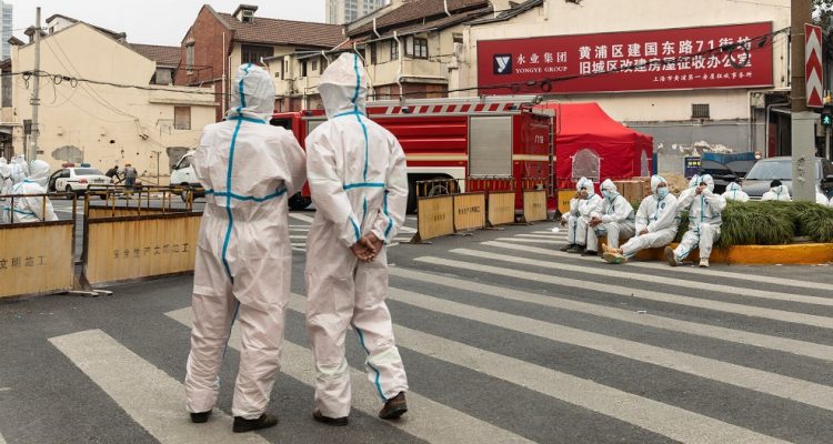 People in PPE in Shenzhen