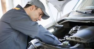 Mechanic working on a van