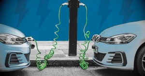Electric cars being charged
