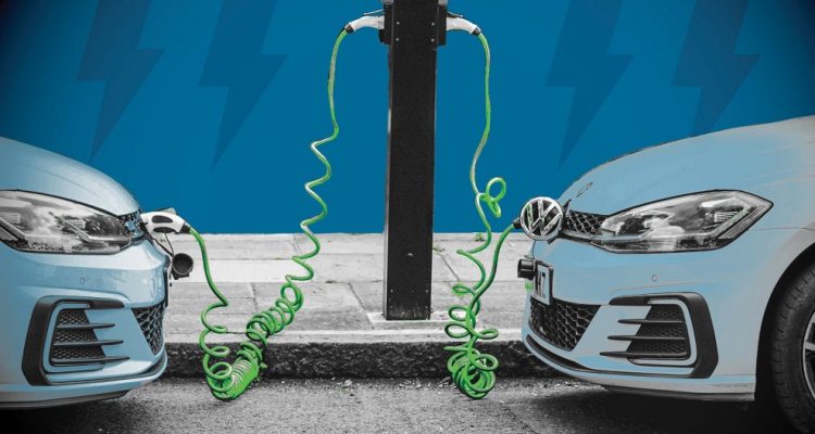 Electric cars being charged