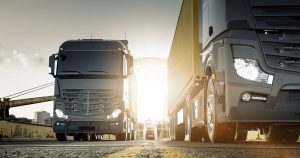 Lorries in sunlight