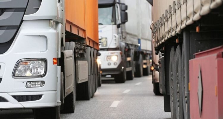 Low level view of lorries