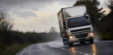 Truck on a wet road