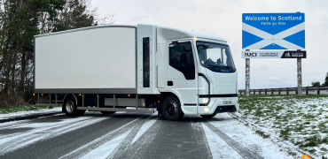 Tevva Hydrogen Electric truck at the Scottish border