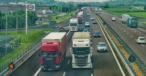 Trucks on a motorway