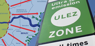 ULEZ sign and map of Bexley Council