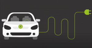 Graphic of electric car and charging cable