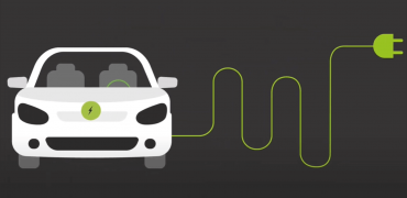 Graphic of electric car and charging cable