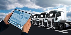 Fleet manager using a tablet to monitor the fleet