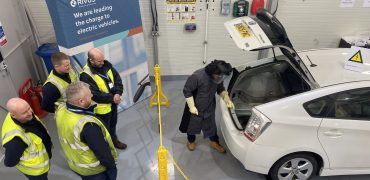 Rivus Academy first cohort of technicians being trained on working on electric vehicles safely