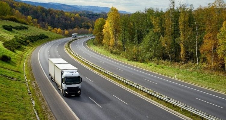 Trucks on a motorway