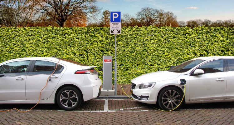 Two electric cars being charged