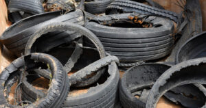 Old tyre debris