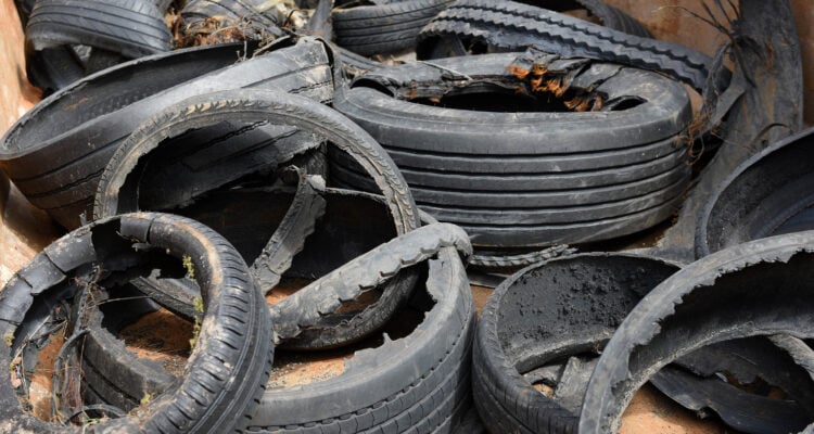 Old tyre debris