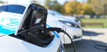 An electric car being charged