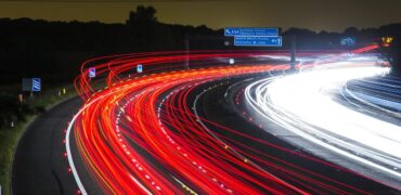 Car lights at night
