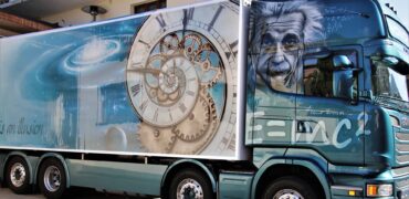 Truck with Einstein on the side