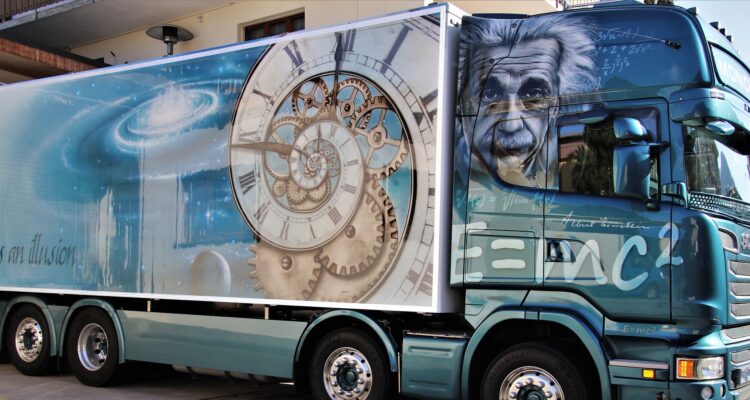 Truck with Einstein on the side