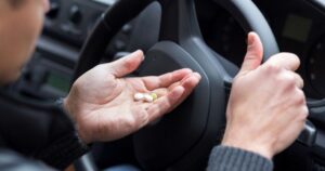 Driver about to take some tablets