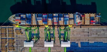 Arial view of a container ship