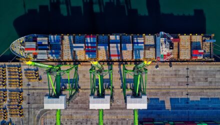 Arial view of a container ship