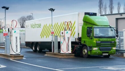 Waitrose trucj refueling at a biomethane service centre