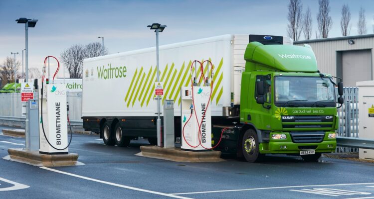 Waitrose trucj refueling at a biomethane service centre