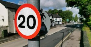 20mph sign on a lamppost