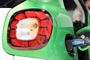 Electric car being charged