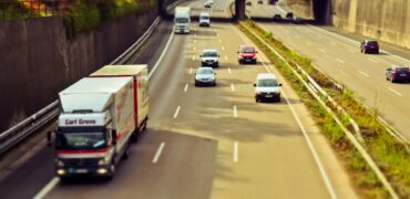 European motorway with a lorry