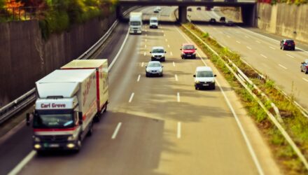 European motorway with a lorry