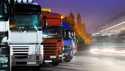 Lorries parked for the night