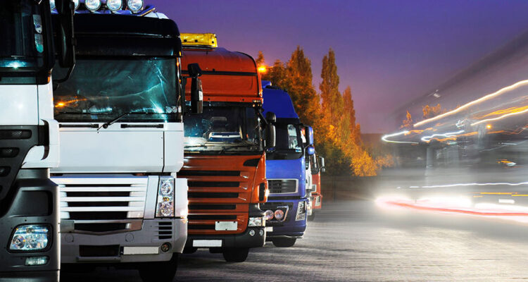 Lorries parked for the night