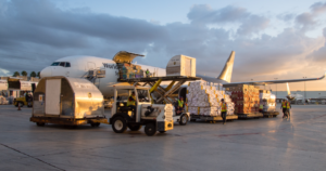 Freight being loaded on an UPS plane