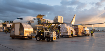 Freight being loaded on an UPS plane