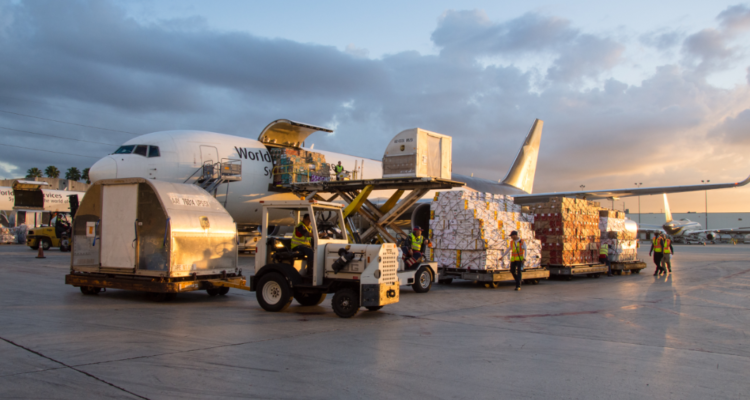 Freight being loaded on an UPS plane