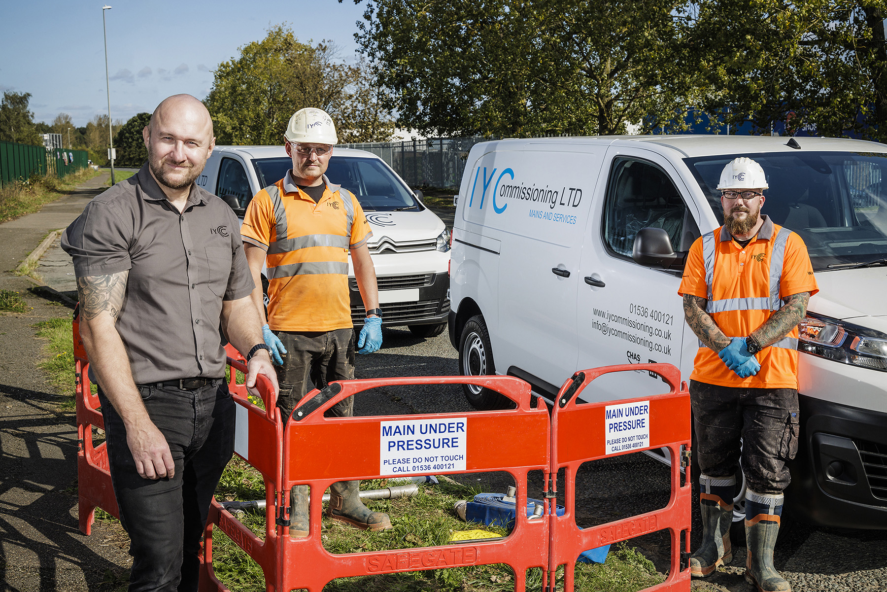 Ian Young, left, with engineers Curtis Gilray and Wayne Spiders