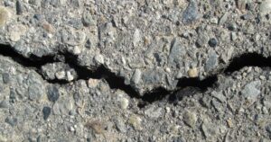 Cracked road surface