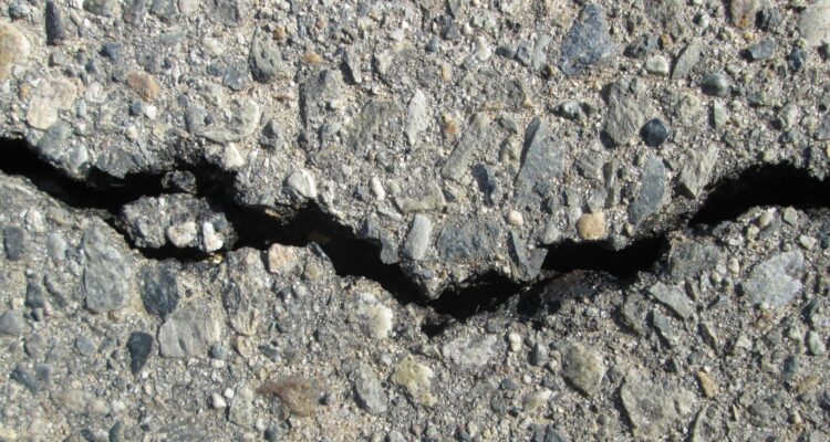 Cracked road surface